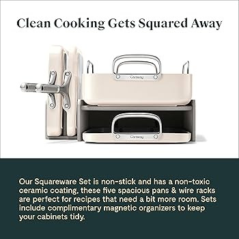 Caraway Square Cookware Set - Square Pans Set - Perfect for Griddling, Toasting, Searing, Roastin... | Amazon (US)