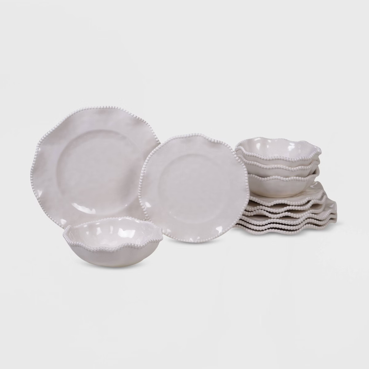 12pc Melamine Perlette Dinnerware Set Cream - Certified International | Target