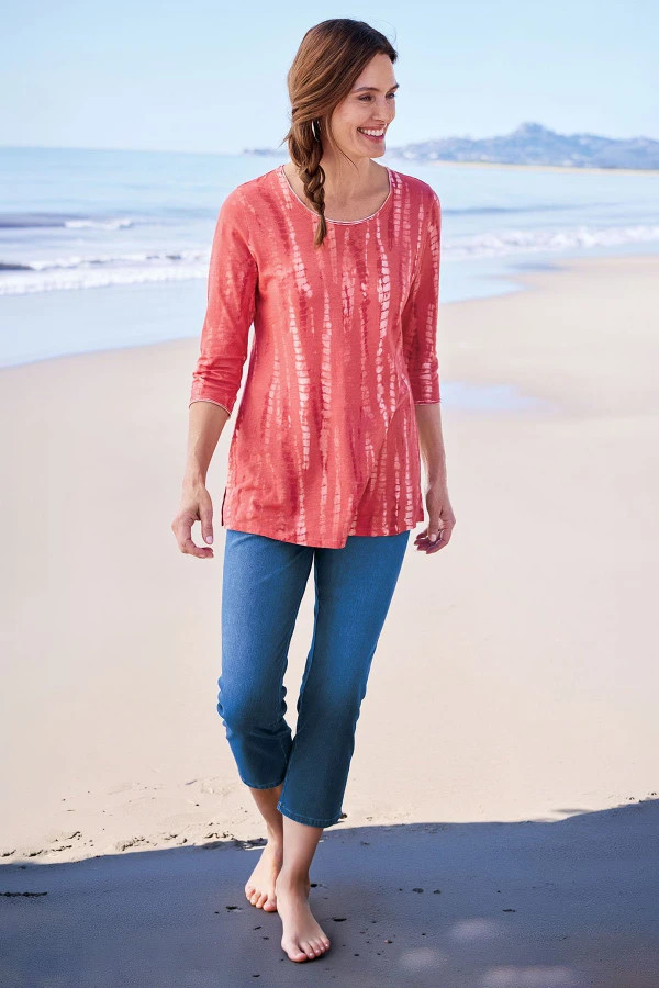 Comfort Knit Denim Slim Leg Pull On Crops | Soft Surroundings