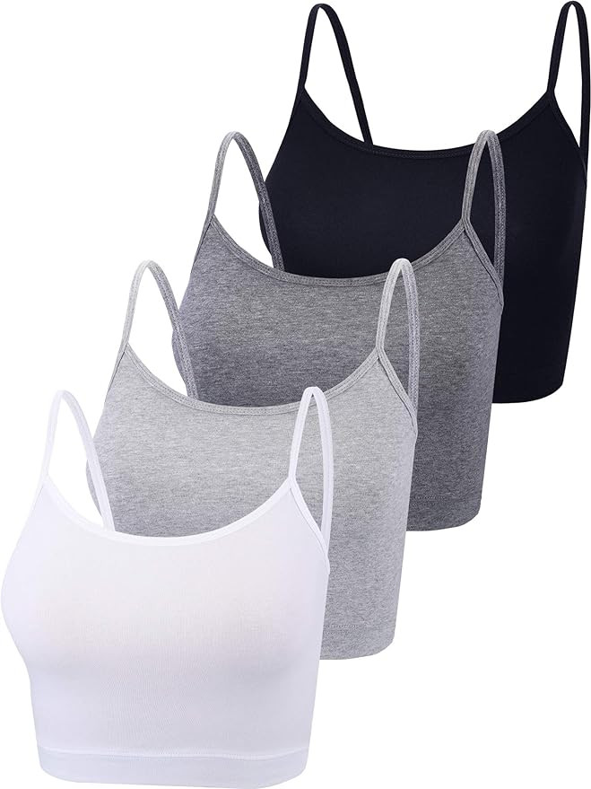 4 Pieces Basic Crop Tank Tops Sleeveless Racerback Crop Sport Cotton Top for Women | Amazon (US)