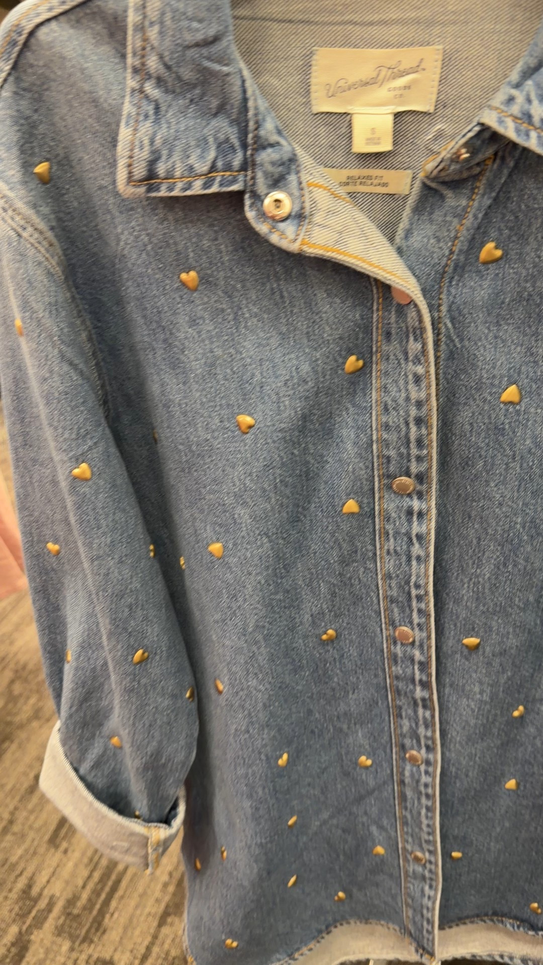 Target denim shirt with gold hearts now online!
Valentine’s Day outfits