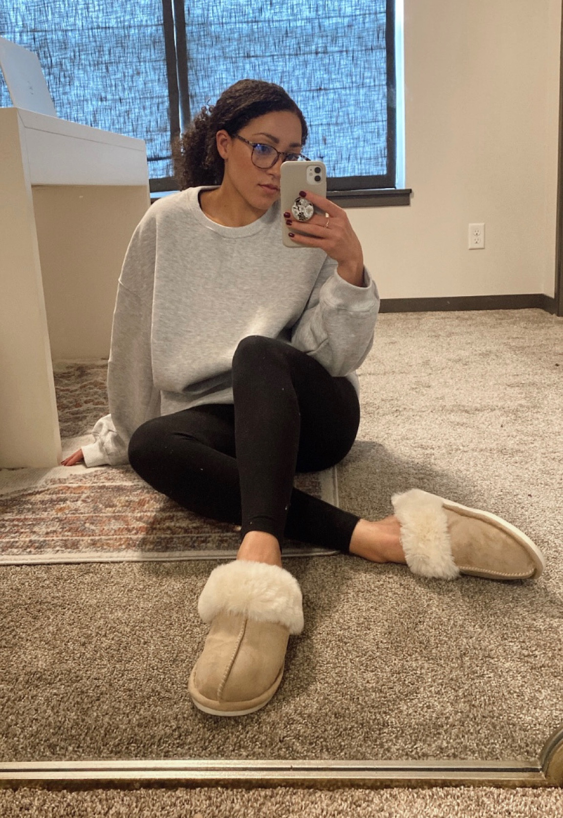 Cozy Amazon outfit! Slippers, leggings and oversized crew neck sweatshirt. 

#LTKunder50 #LTKfit