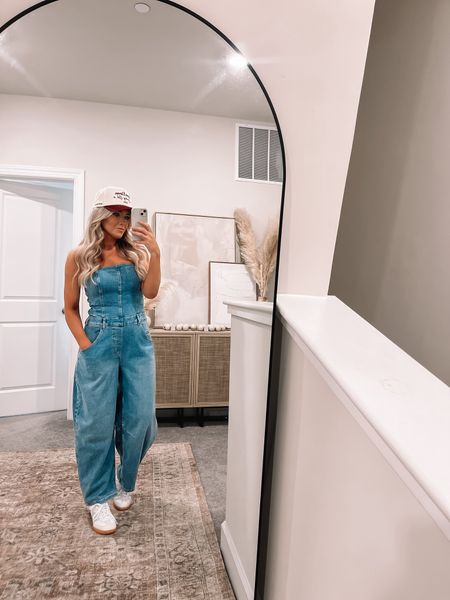 Cutest jumpsuit! Wearing size small. It comes in this color and another denim color! Also has removable straps

#LTKstyletip #LTKshoecrush #LTKSeasonal