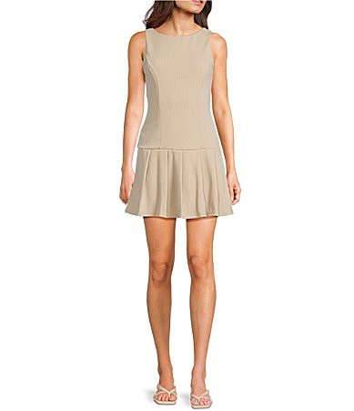 Honey Sparkle Pinstripe Boat Neck Sleeveless Drop Waist Dress - S | Dillard's