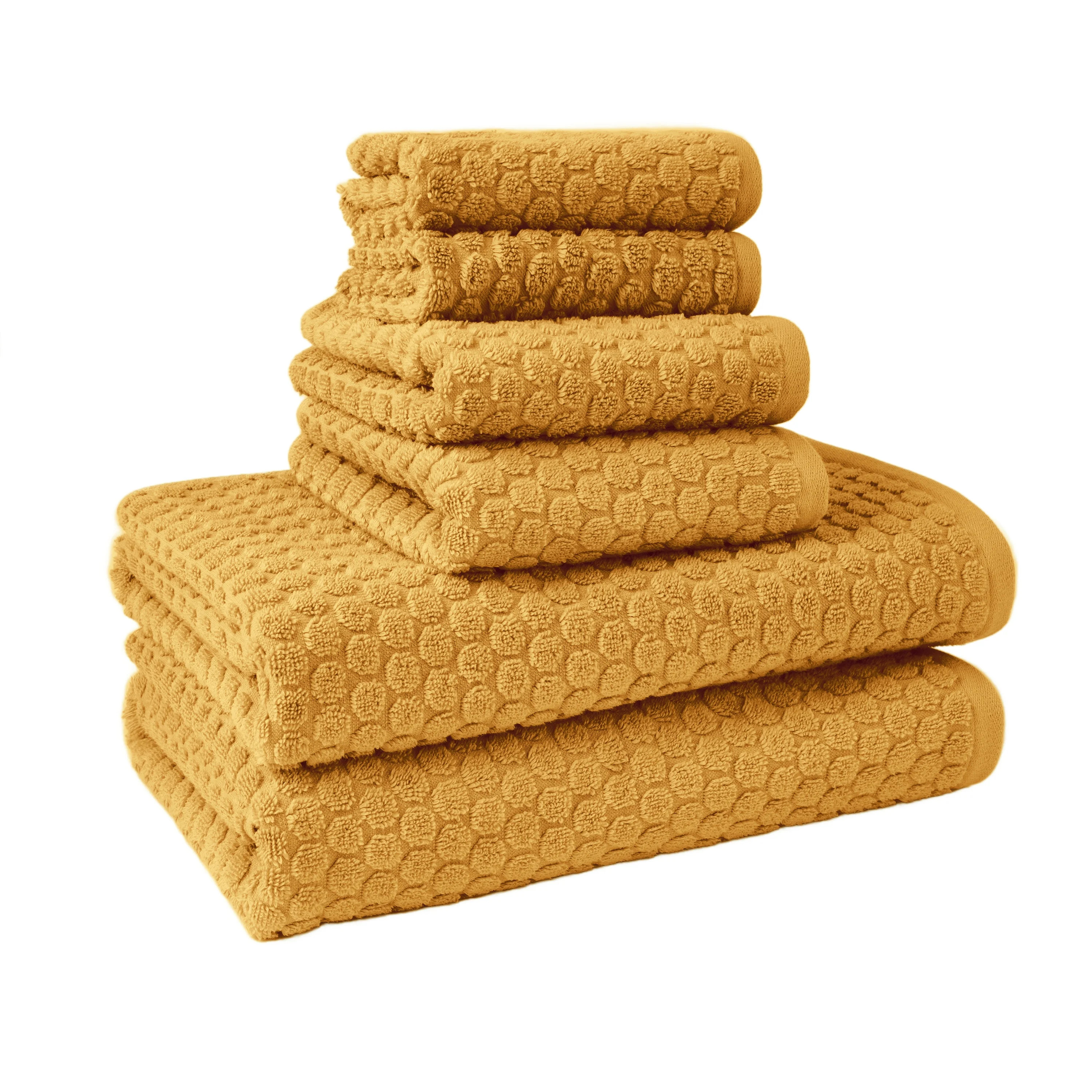 Beautiful by Drew Barrymore 6-Piece Dot Bath Towel Set, Soft 100% Cotton, Amber Yellow | Walmart (US)