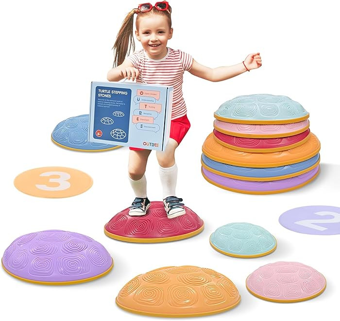 OUTREE Stepping Stones for Kids, 6 Pcs Balance Training and Sensory Coordination Turtle Stepping ... | Amazon (US)