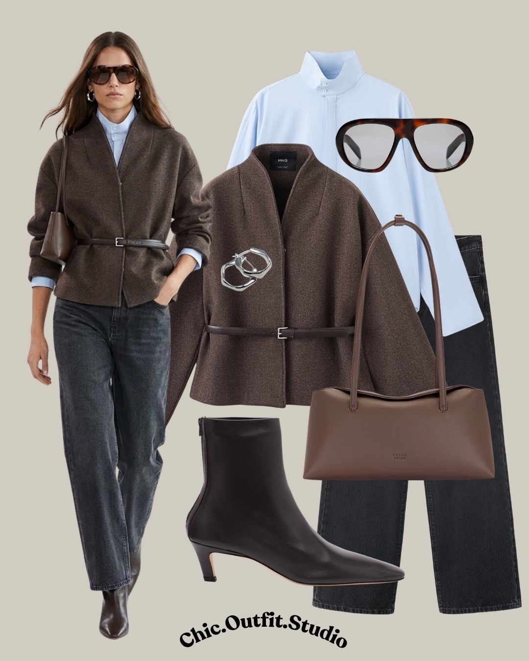 Belted Brown Jacket + Blue Shirt + Dark Denim

✨A belted brown jacket layered over a crisp blue button-down and dark-wash denim is the perfect pre-fall workwear outfit when you want polished but effortless. The structured jacket, slim belt, leather tote, and pointed ankle boots instantly elevate classic jeans and a button-down. 

✨Perfect for office days, client meetings, work-from-café days, business casual settings, travel days, or dinner after work. A timeless neutral color palette makes every piece easy to rewear throughout the season.

✨Tags: brown jacket outfit women, pre fall workwear, fall business casual outfit, office outfit women, brown blazer alternative, blue button down outfit, dark wash jeans outfit, elevated denim outfit, business casual jeans outfit, work to dinner outfit, minimalist workwear, classic fall outfit women, leather tote work bag, ankle boots outfit women, European style outfit

#LTKworkwear #LTKautumn #LTKshoes