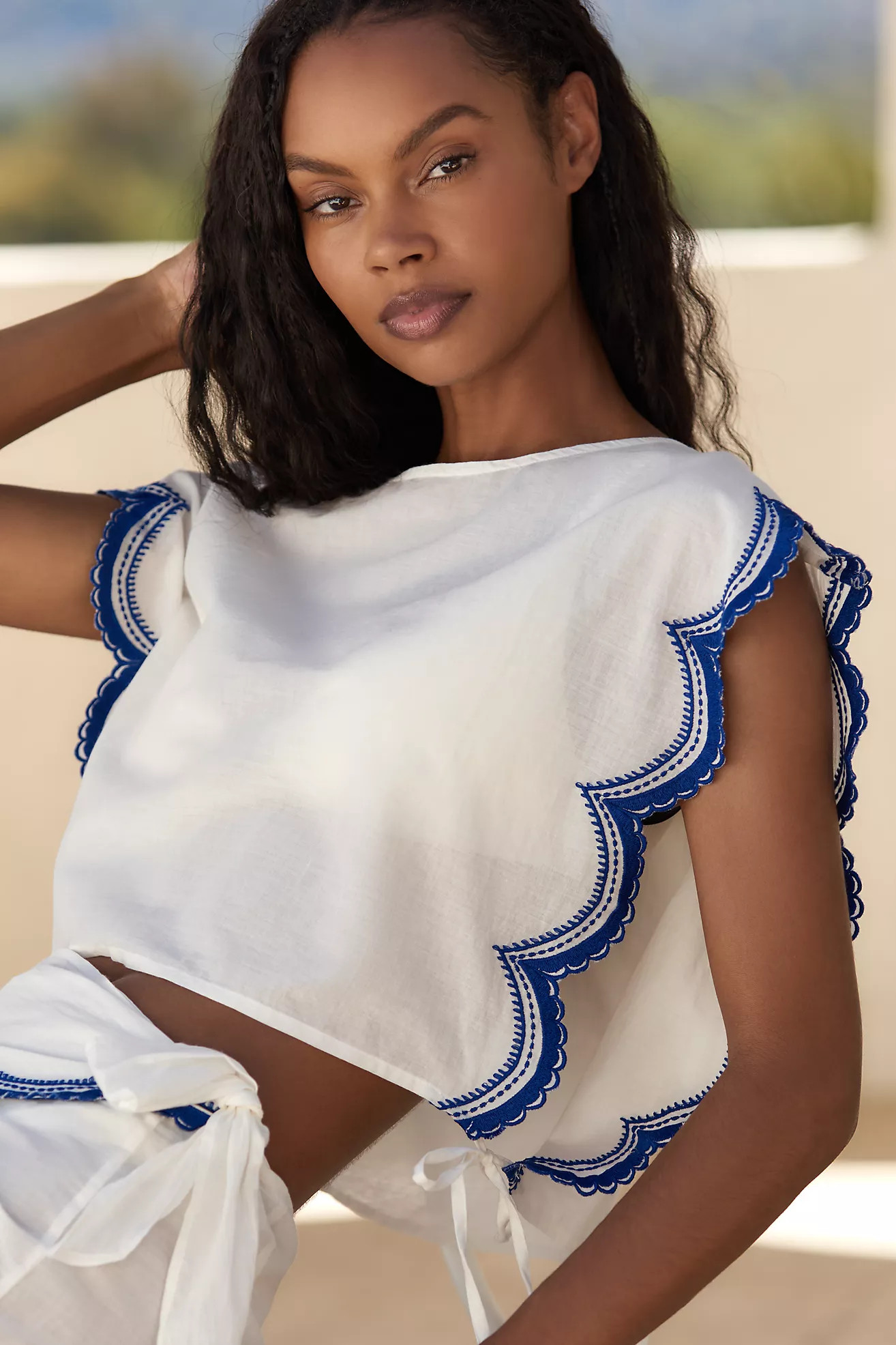 Maeve Cotton Scallop Shell Tank Top | Anthropologie (US)