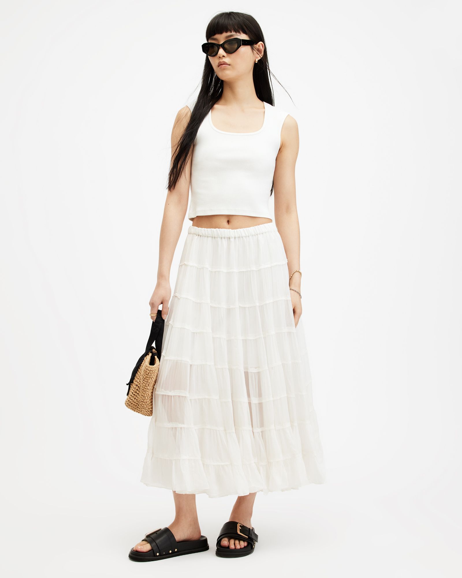Eva Maxi Tiered Skirt | AllSaints UK