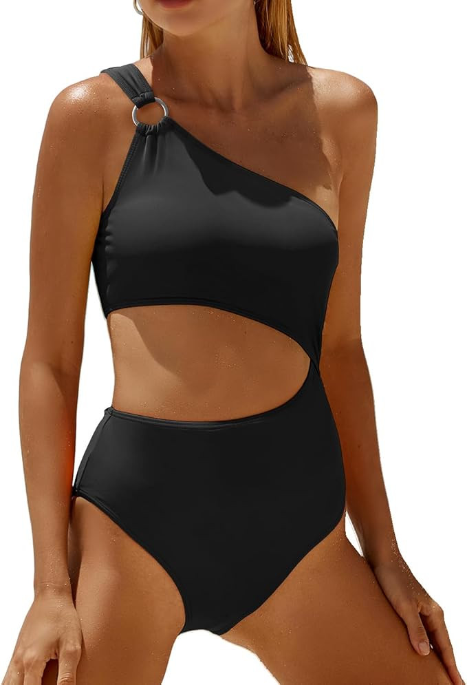 Yonique Women One Piece Bathing Suit One Shoulder Swimsuit Cutout Swimwear Monokini | Amazon (US)