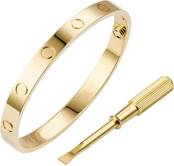 Love Bracelet with Screw Design Gold Bracelets for Women Men Titanium Steel Bangle Ideal Gift for... | Amazon (US)