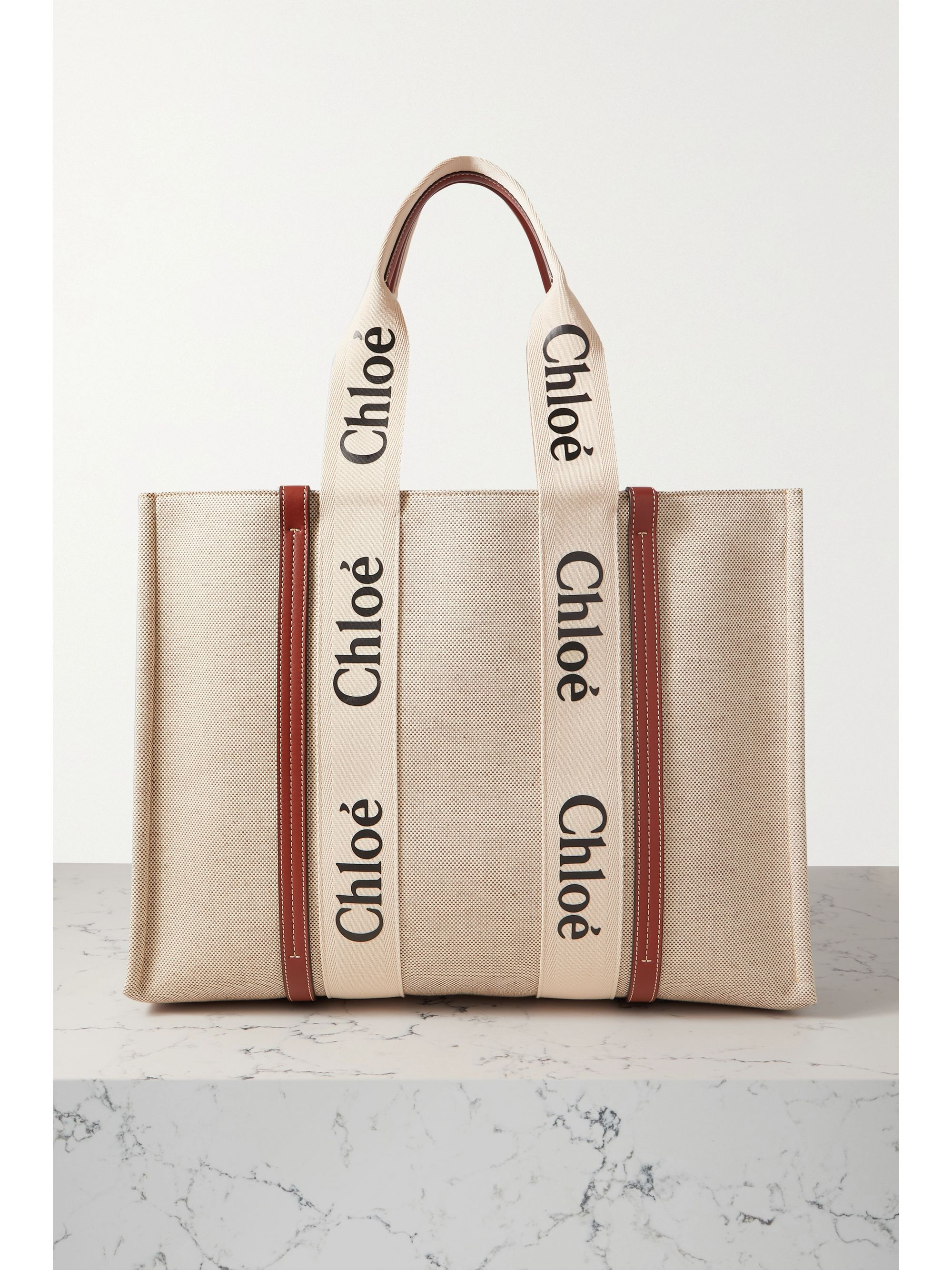 Woody large leather-trimmed cotton-canvas tote | NET-A-PORTER (UK & EU)