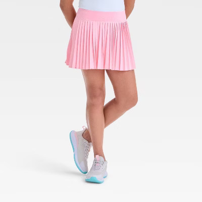 Girls' Active Light Pleated Skort - All In Motion™ Pink L: Recycled Polyester, Spandex, Built-in Shorts | Target