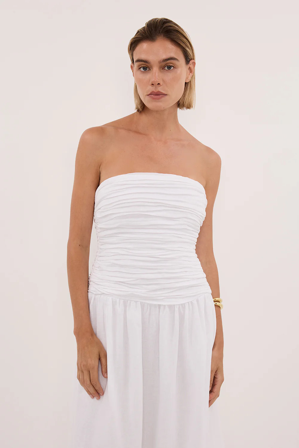 AUBRIELLA WHITE LINEN DRESS | DISSH