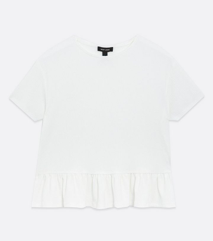 Off White Textured Peplum Boxy T-Shirt 
						
						Add to Saved Items
						Remove from Saved I... | New Look (UK)