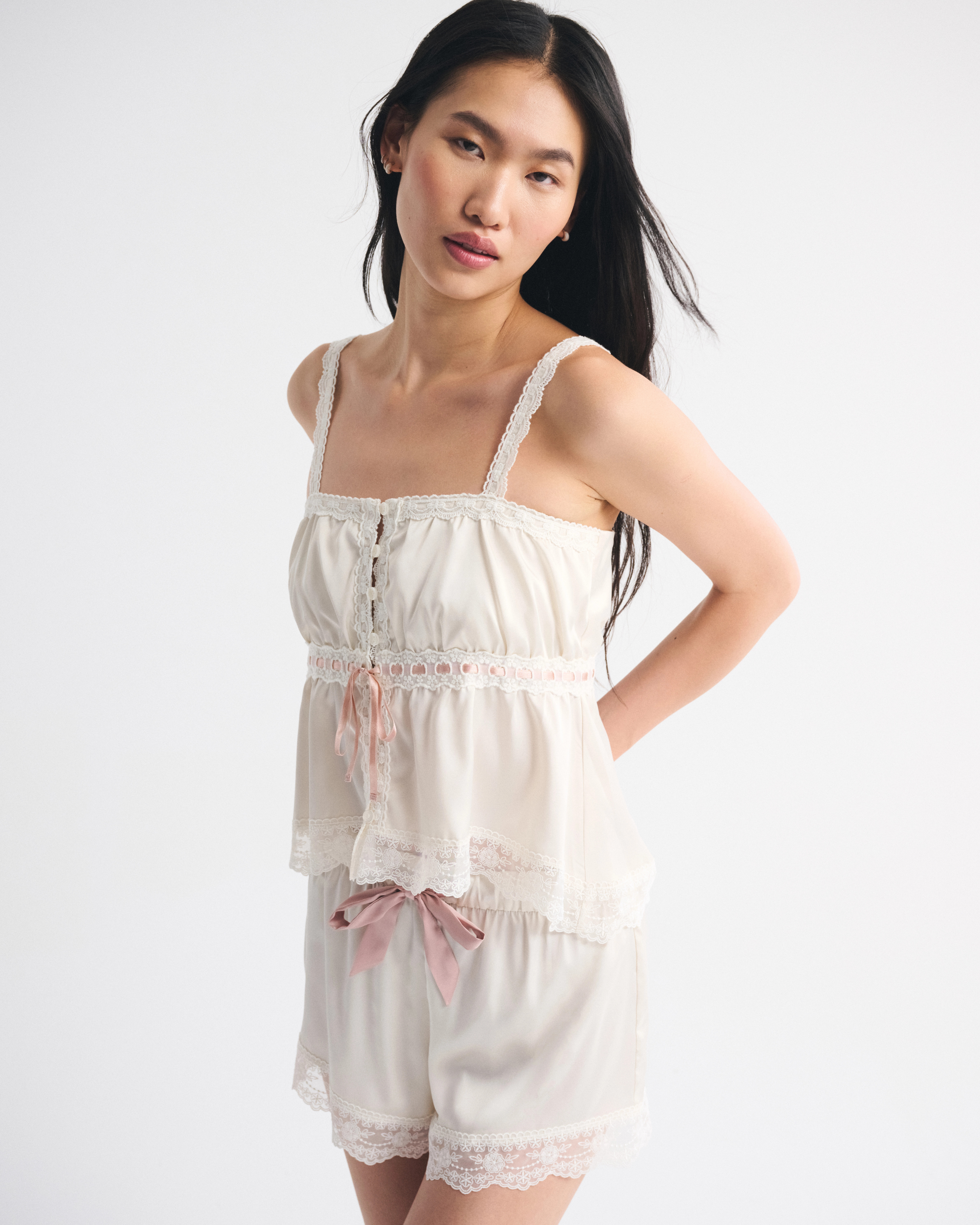 Lace and Satin Sleep Short | Abercrombie & Fitch (US)