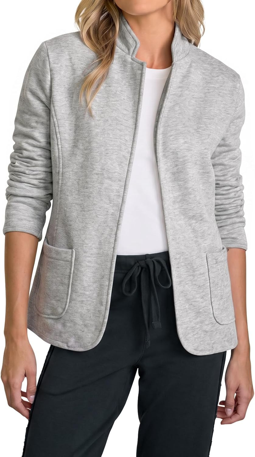 Fisoew Womens Sweatshirt Blazer Open Front Lapel Suit Jacket Casual Coat | Amazon (US)