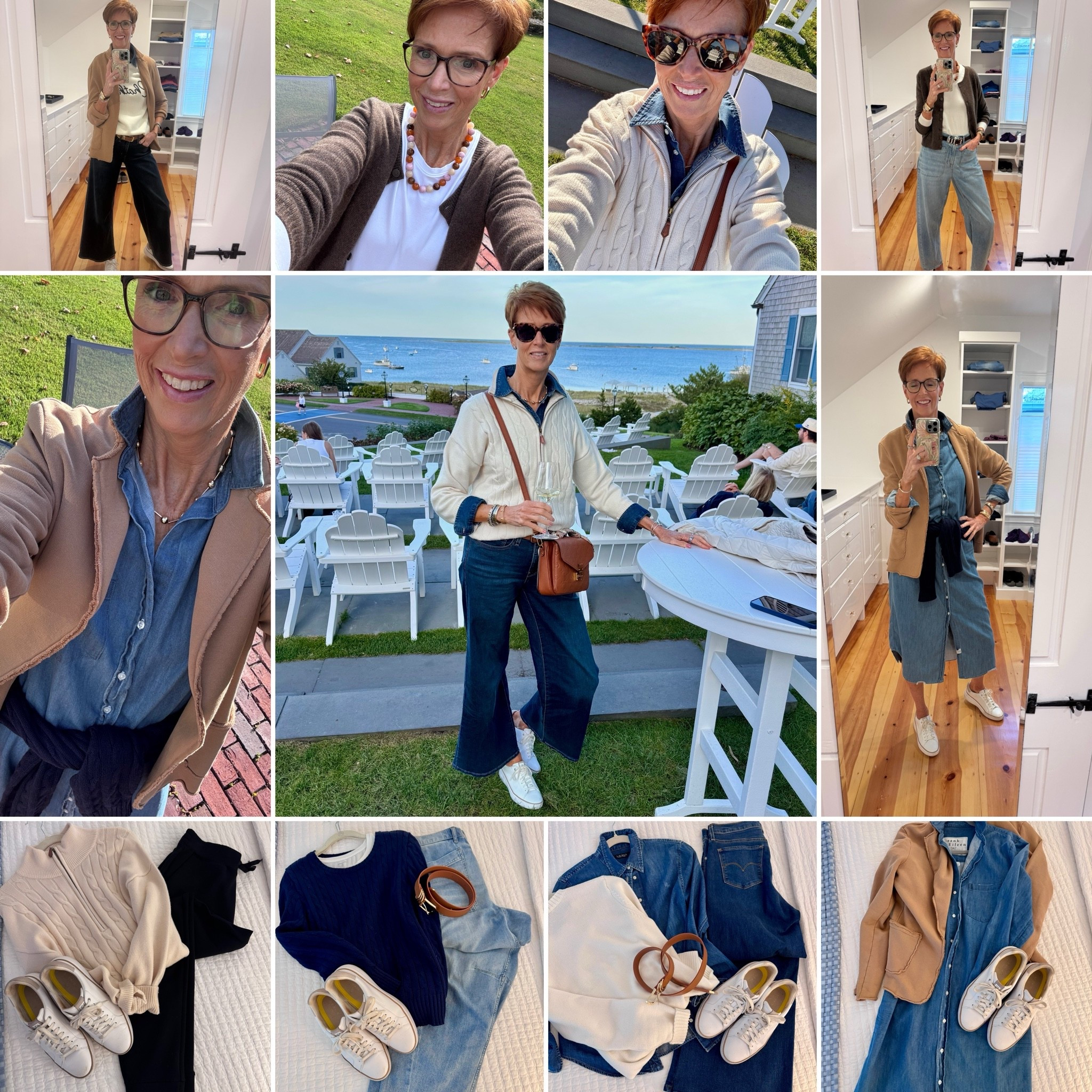 So tell me: would you like more posts like this?
5 outfits for a long weekend on Cape Cod—and for once, I actually wore everything I packed.

Want the links sent to you? Comment CAPE and I’ll DM them!

At 56 and 6'1", I've become much less interested in packing more and much more interested in packing pieces that can do more. For a recent fall weekend on the Cape, that meant comfortable layers, denim, cashmere, a few great sweaters and jackets, and shoes I could actually spend the day walking in.

I've been coming to Cape Cod for most of my life, so this is very much how I really dress when I'm here: casual enough for coffee and a walk by the water, layered for changing coastal temperatures, but still pulled together enough to head out for lunch or dinner.
And I'm trying something a little different here. I'd love to start sharing more of my travels through the lens of personal style—what I pack, what I actually wear, the places we go, and a few of the things that make traveling easier.

Save this one if you have a fall weekend trip coming up, send it to your favorite travel partner, and tell me in the comments: Are you a carry-on-only packer or a “but what if I need it?” packer?

#CapeCodStyle #TravelOutfits #StyleOver50

#LTKOver40 #LTKTall #LTKTravel