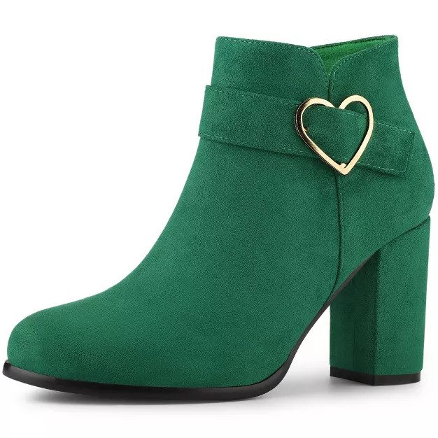 Allegra K Women's Chunky Heels Buckle Side Zip Ankle Boots | Target