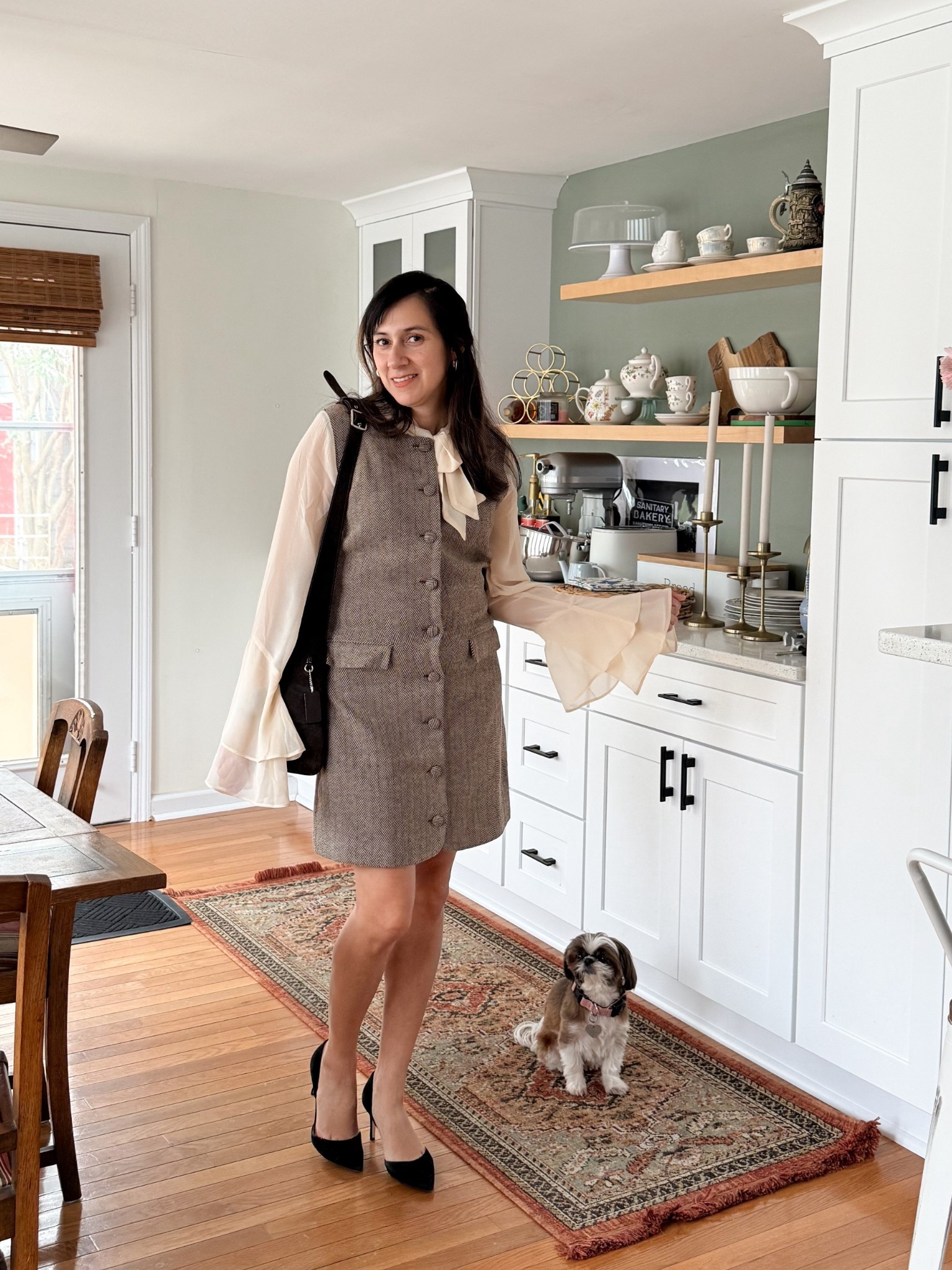 For the women who love a polished work outfit but still want to feel pretty and feminine! This dress is too cute. It’s a Tweed Dress With Neck Tie. It features Flared Sleeves. Great for a polished look. 


#LTKWorkwear #LTKSeasonal #LTKOver40