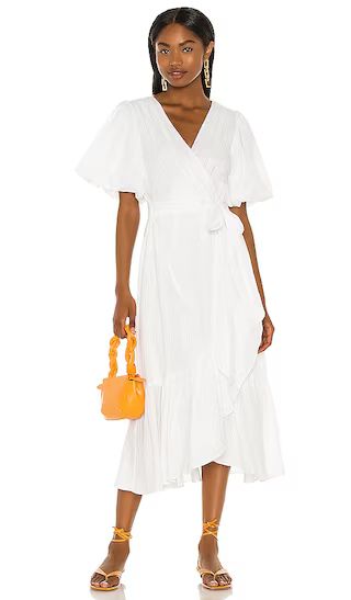 Jessey Wrap Midi Dress in White | Revolve Clothing (Global)