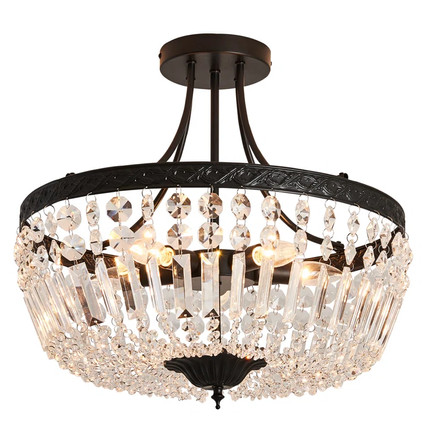 5-Light Crystal Accents Chandelier Style Semi Flush Mount