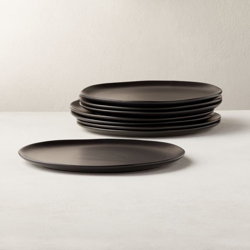 Crisp Modern Matte Black Dinner Plate Set of 8 + Reviews | CB2 | CB2
