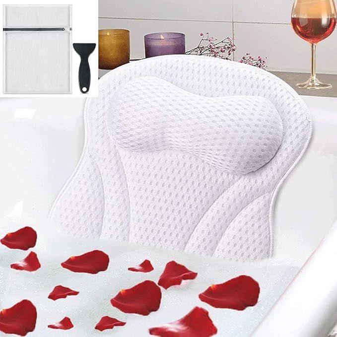 Bath Pillow, Spa Bathtub Pillow ,Luxury 4D Air Mesh Bath Pillows Headrest for Neck, Head, Shoulde... | Amazon (US)