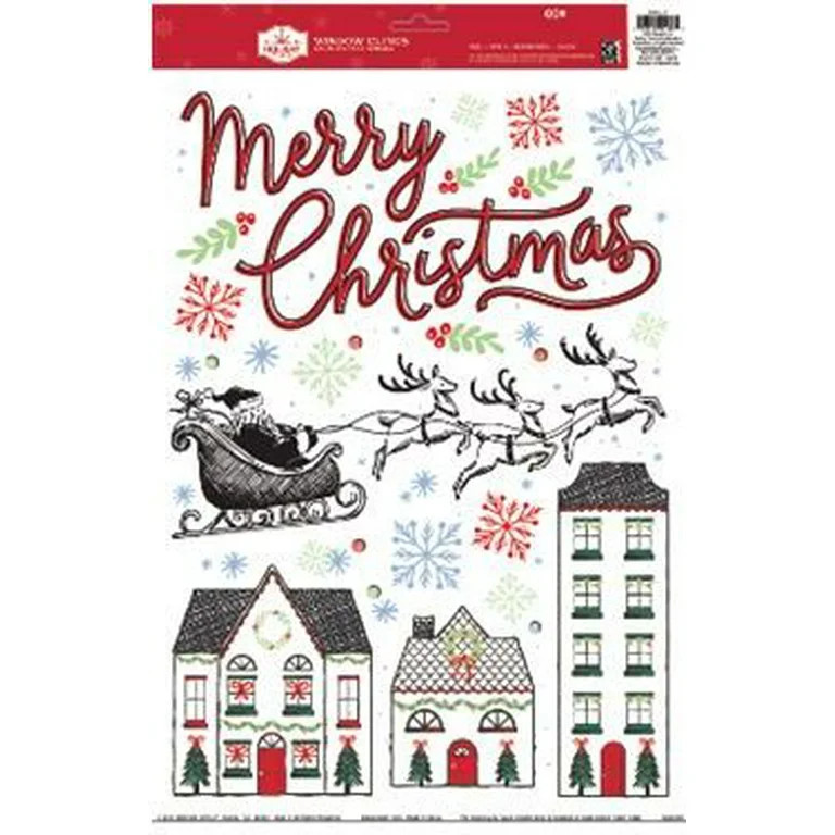 Merry Christmas and Gingerbread House Christmas Window Clings, Multicolor, 15.5" x 16.75", by Hol... | Walmart (US)