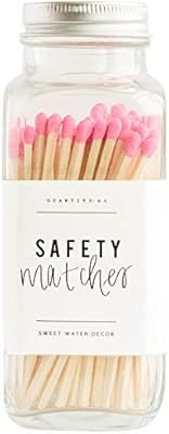Sweet Water Decor Bright Pink Safety Matches - Glass Jar | Approx. 60 Strike Anywhere Matches | W... | Amazon (US)