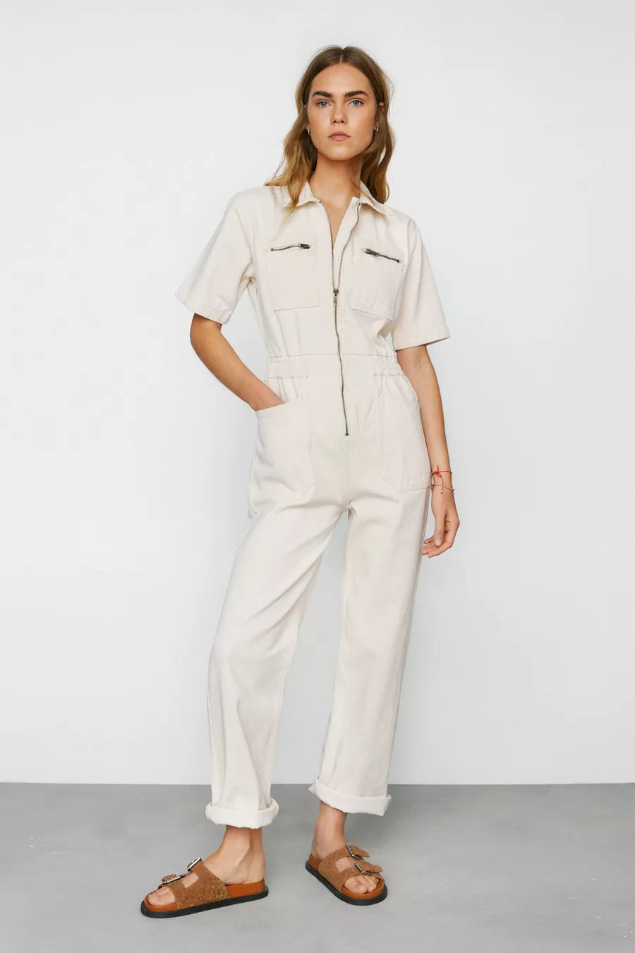 Short Sleeve Denim Boilersuit | Nasty Gal (US)