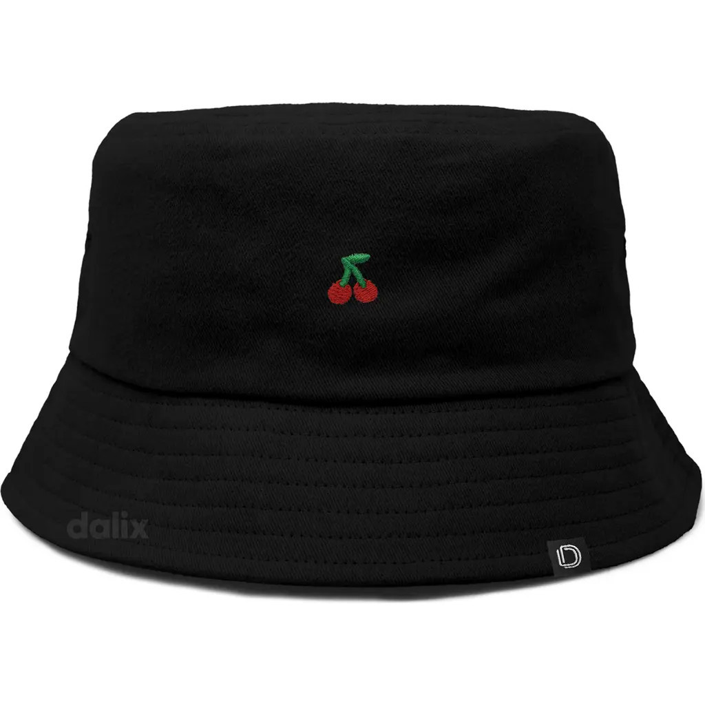 Dalix Lil Cherry Bucket Hat in Black at Nordstrom, Size Large | Nordstrom