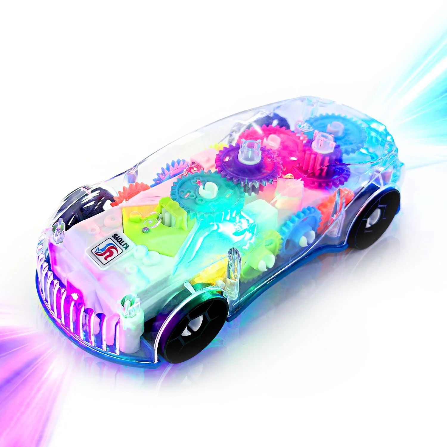 Kid Odyssey Light Up Transparent Car Toys for Kids, Bump and Go Toy Car with Colorful Moving Gear... | Walmart (US)