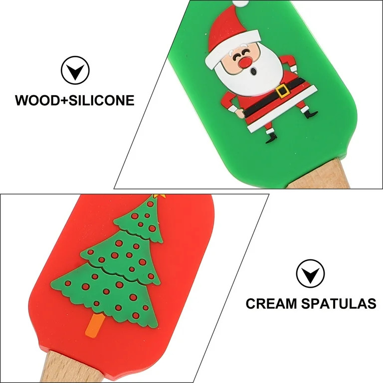 Uonlytech Juego de 4 Espátulas de Silicona Navideñas para Hornear con Mangos de Madera, Utensil... | Walmart (US)
