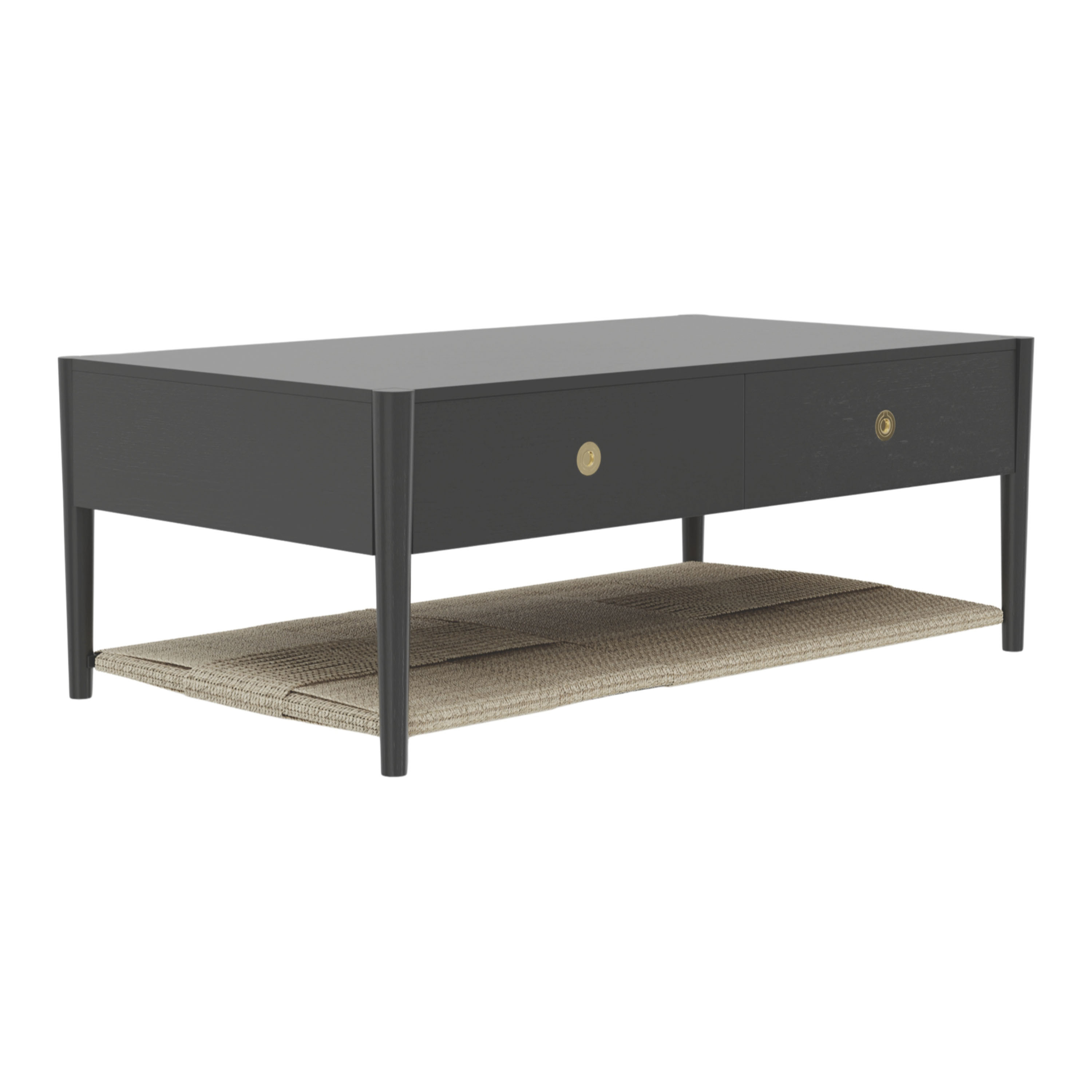 Wyatt Wood and Seagrass Coffee Table with Drawers | World Market