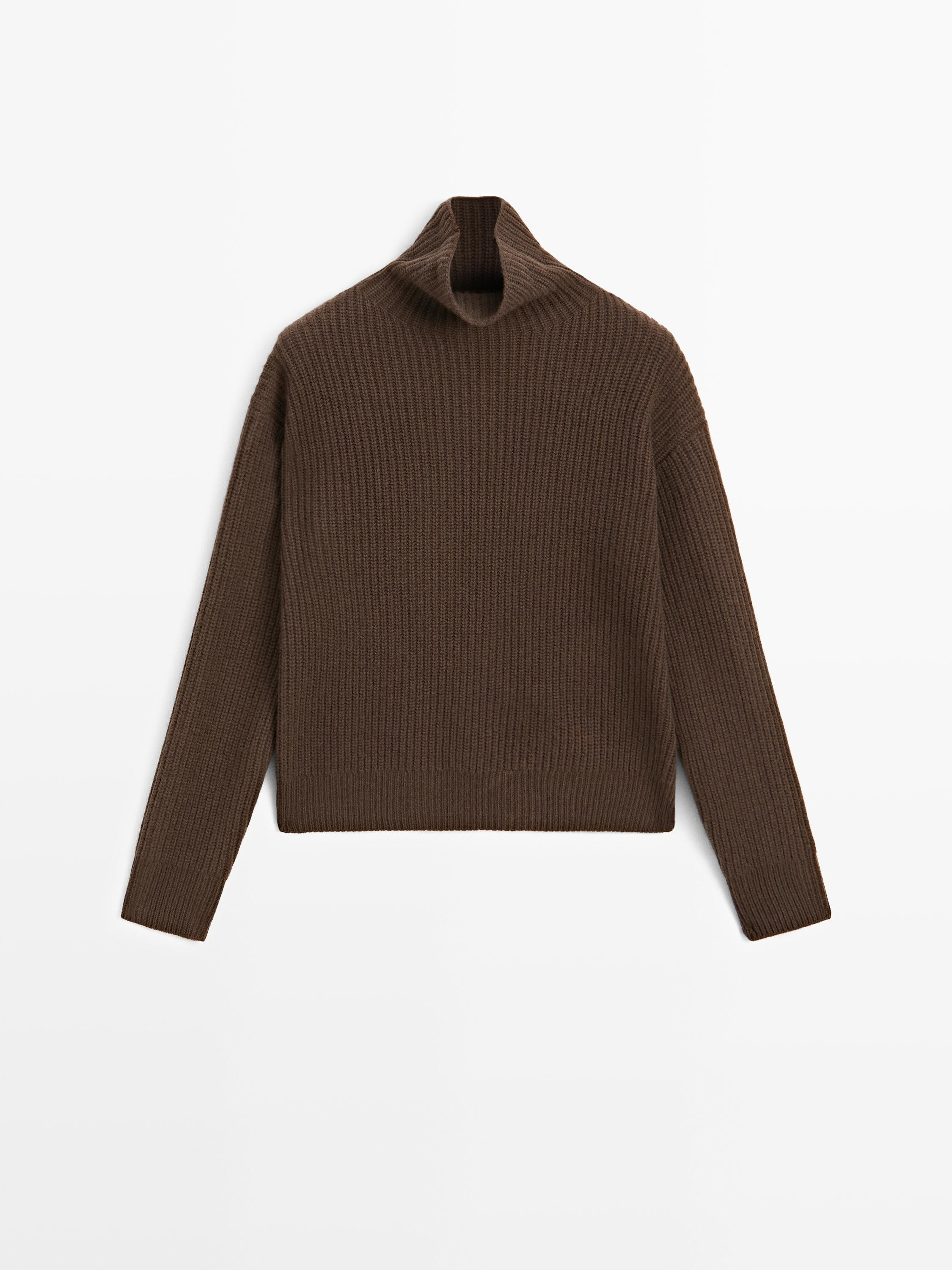 100% wool high neck knit sweater | Massimo Dutti UK