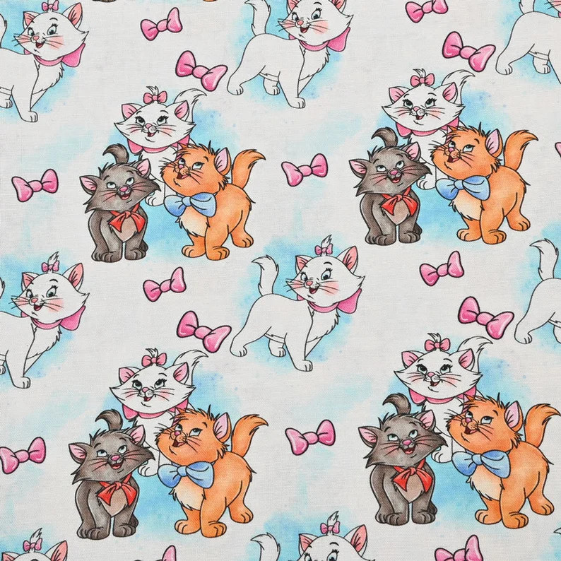 Marie Cat Fabric Cartoon Fabric Anime Cotton Fabric By The Half Yard | Etsy (Global)