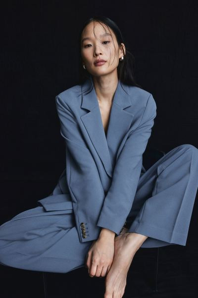 Oversized Double-breasted Blazer - Dusty blue - Ladies | H&M US | H&M (US + CA)