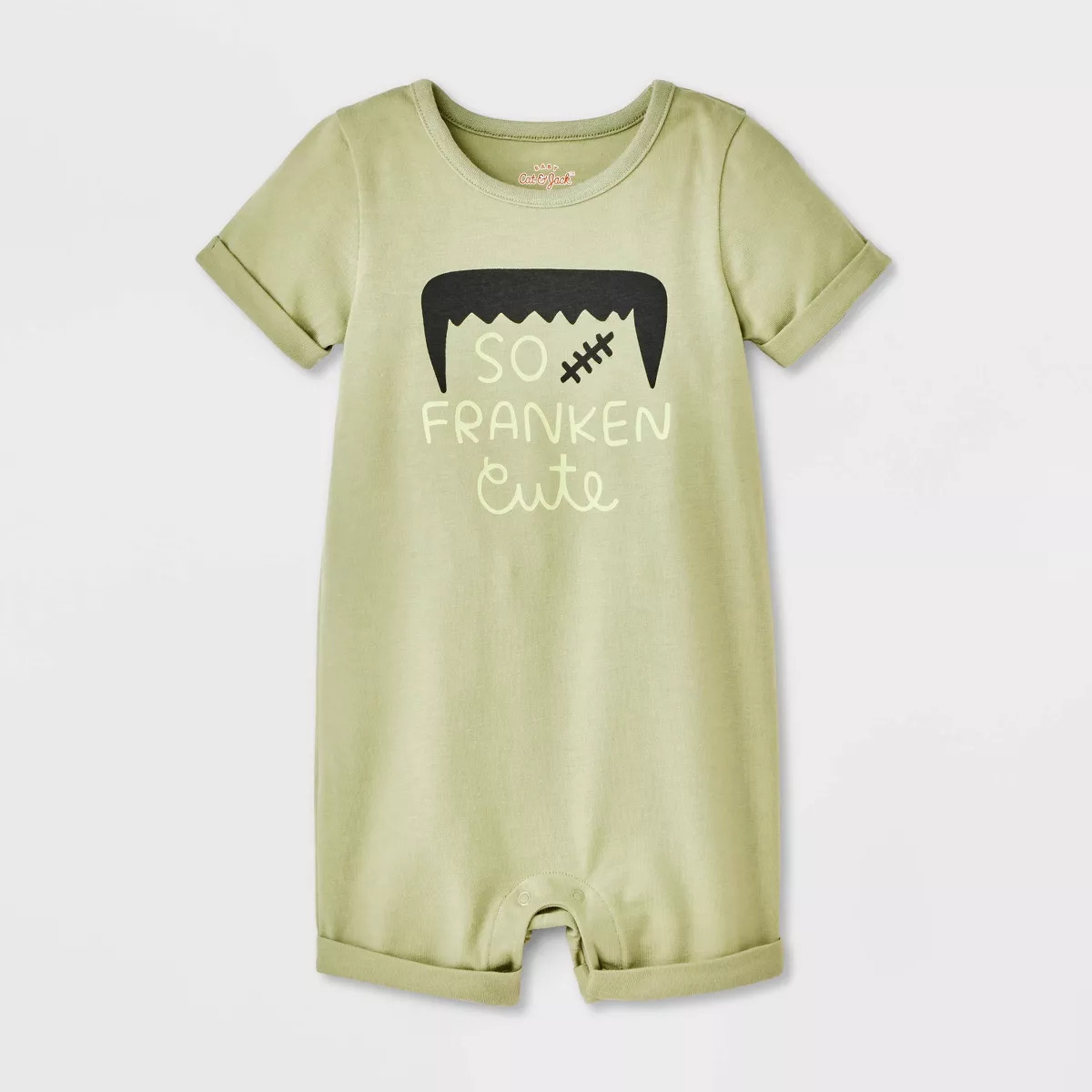 Baby Halloween So Franken Cute Short-Sleeve Romper - Cat & Jack™ Green | Target