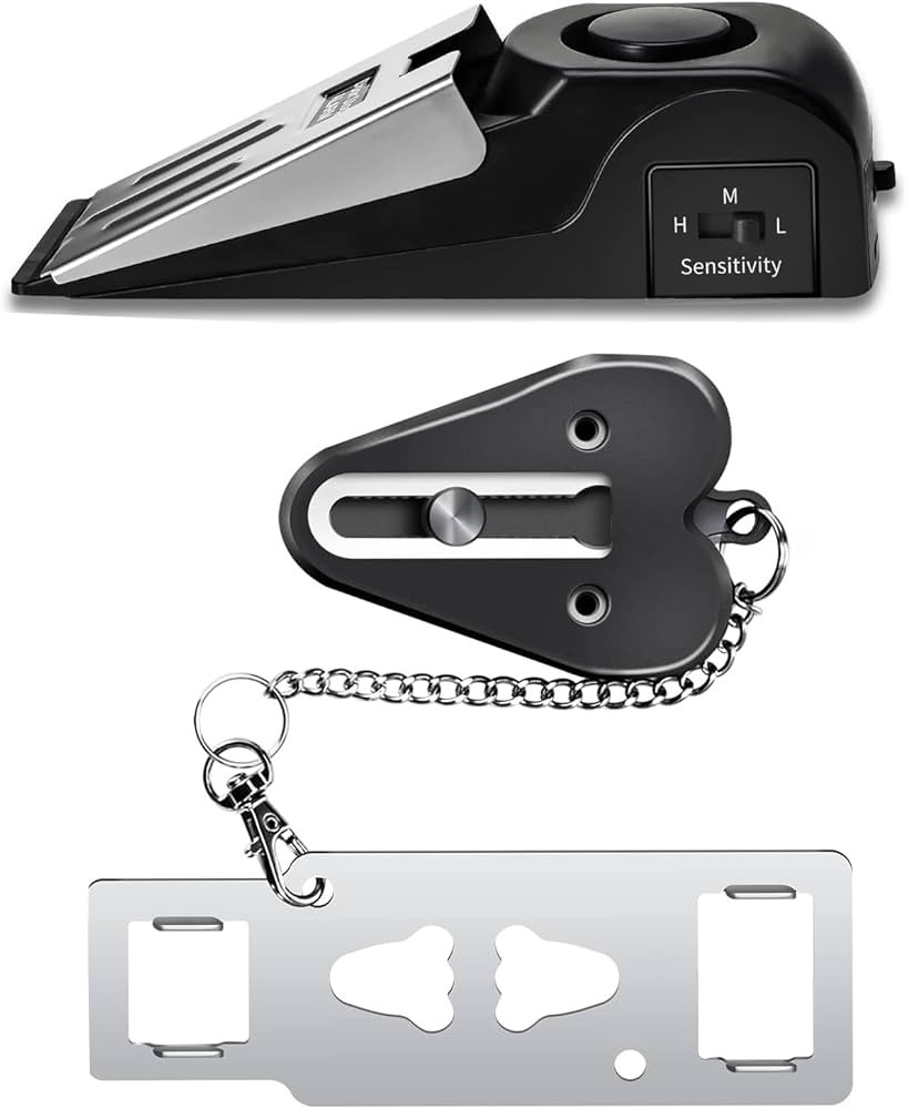 Portable Door Lock & Door Stop Alarm,Dual Protection Security Door Set Door Blocker Latch Lock Home  | Amazon (US)