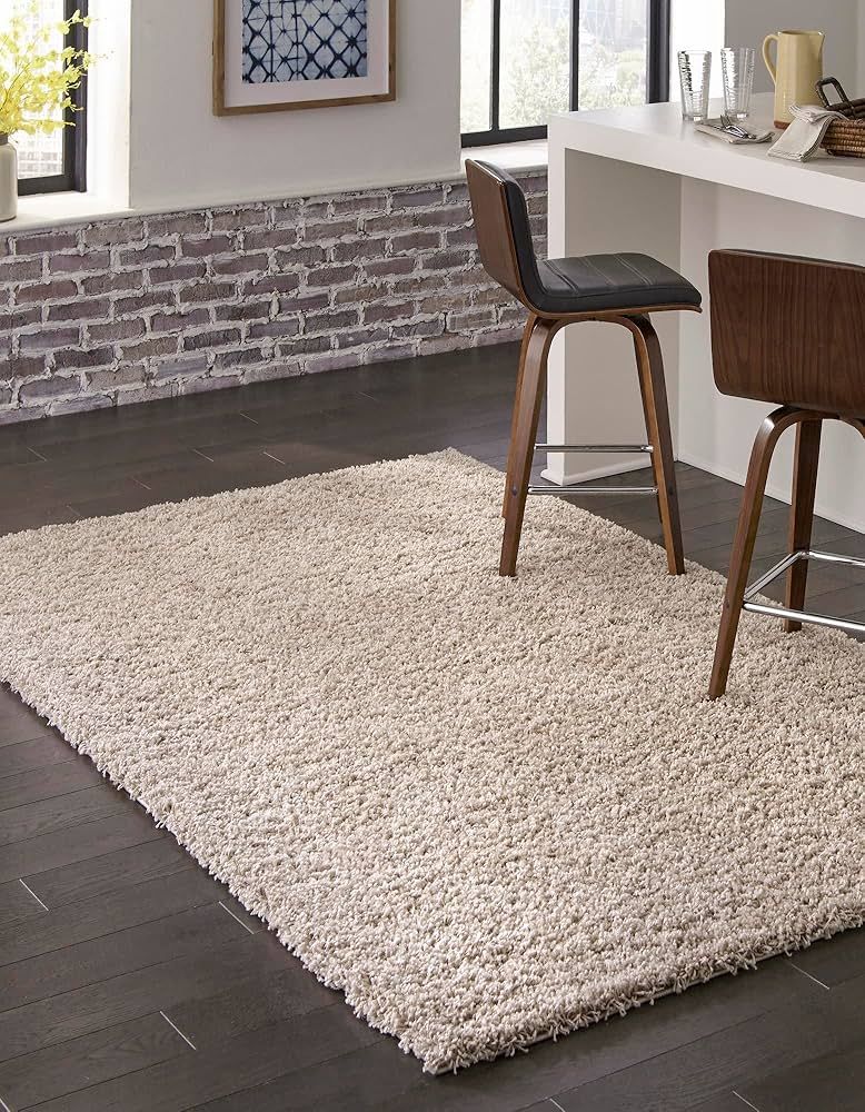 Rugs.com - Über Cozy Solid Shag Collection Rug – 8' x 10' Taupe Shag Rug Perfect for Living Ro... | Amazon (US)