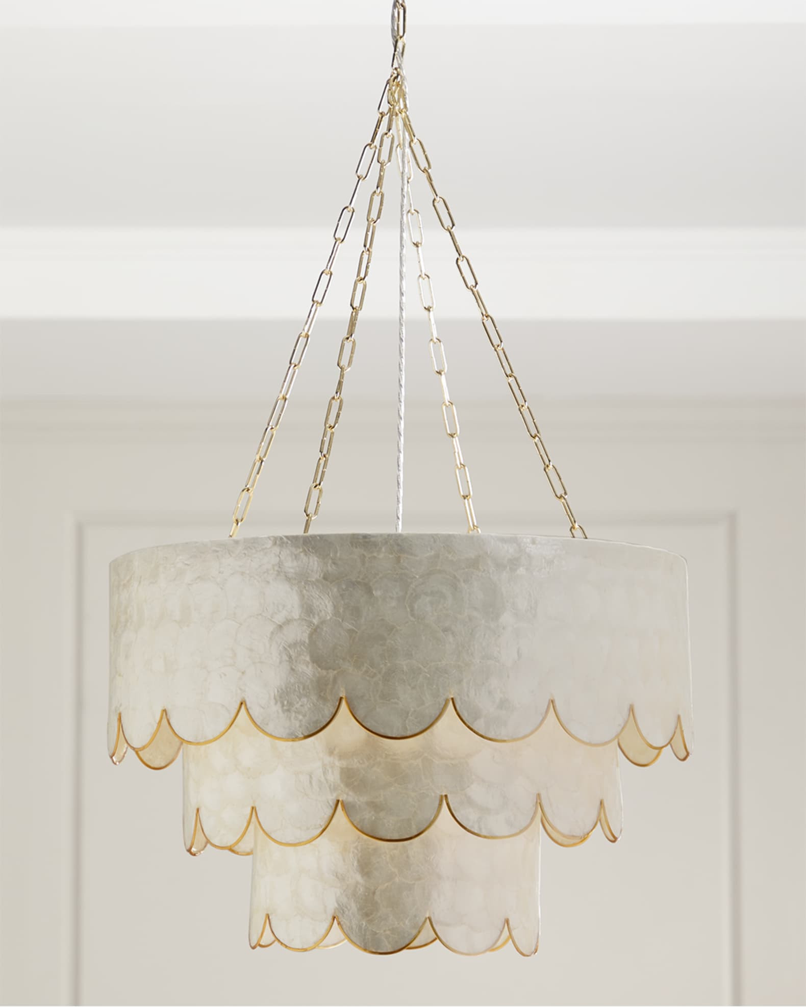 Three-Tiered Scalloped Capiz 3-Light Pendant | Horchow
