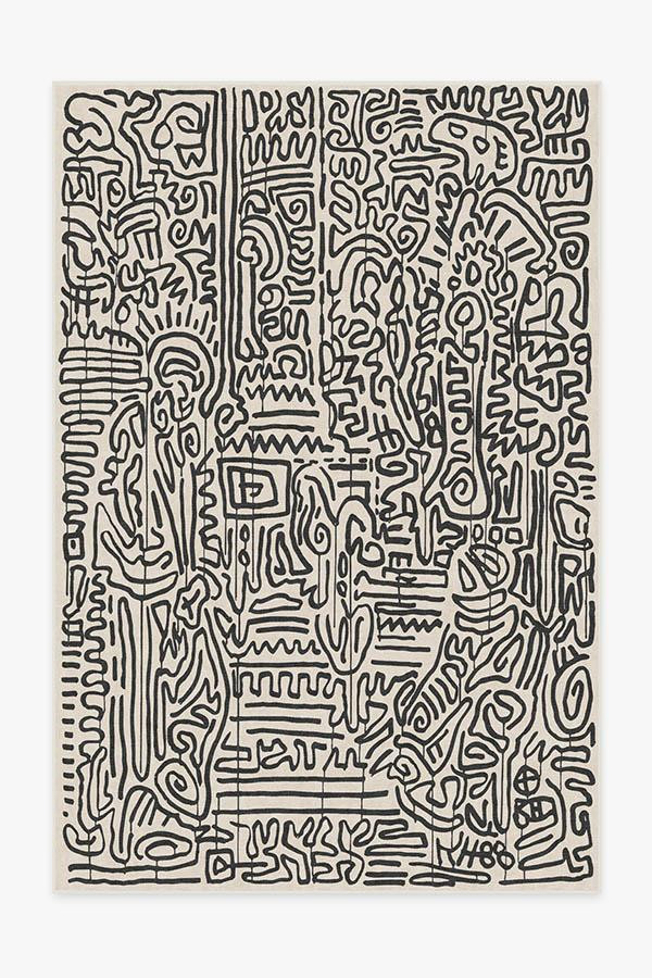 Keith Haring Freestyle Black & Ivory Tufted Rug | Ruggable