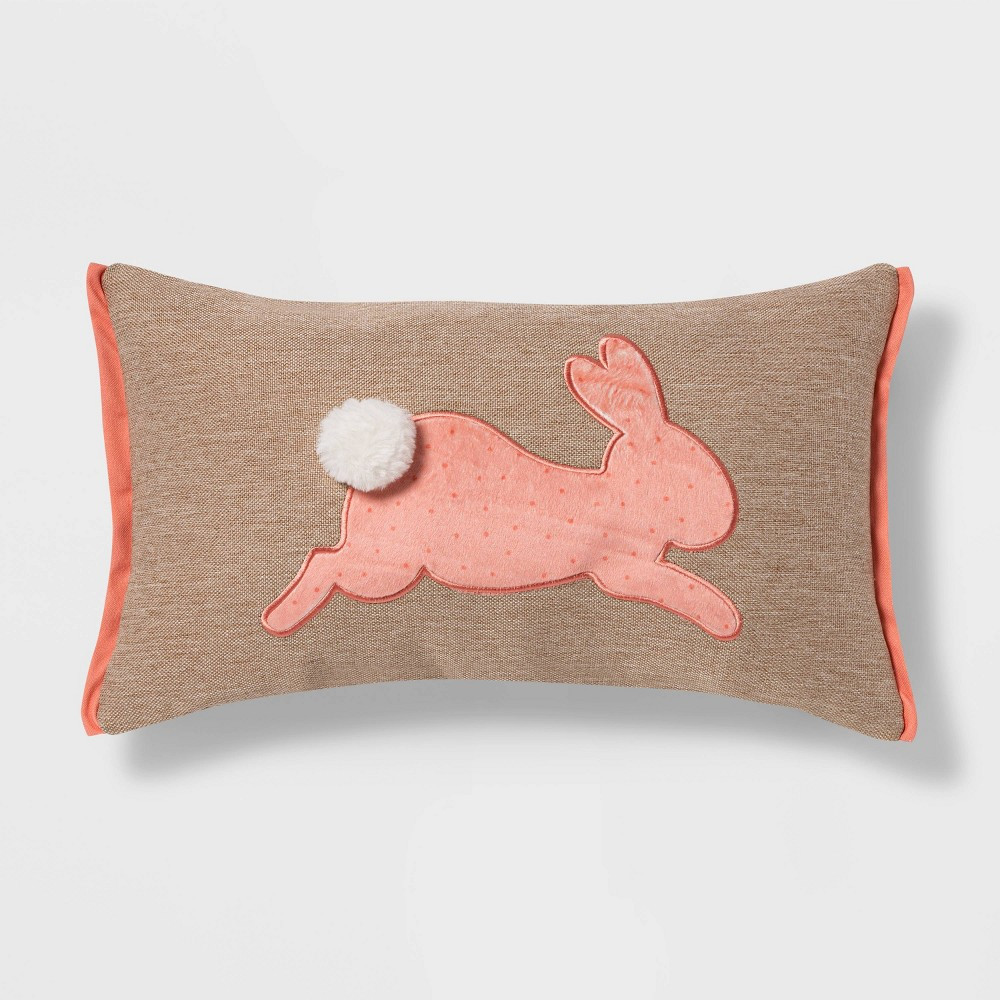 Lumbar Plush Bunny Applique Easter Pillow Blush - Spritz | Target