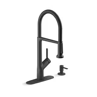 Setra Single-Handle Semi-Professional Kitchen Sink Faucet with Soap Dispenser in Matte Black | The Home Depot