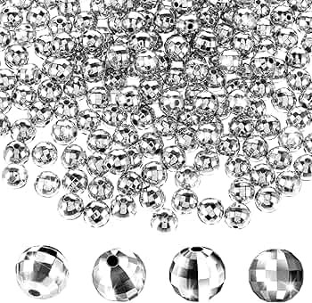 Disco Ball Beads, 200PCS Mini Silver Disco Balls Round Reflective Mirrorball Charms Discos Ball P... | Amazon (US)