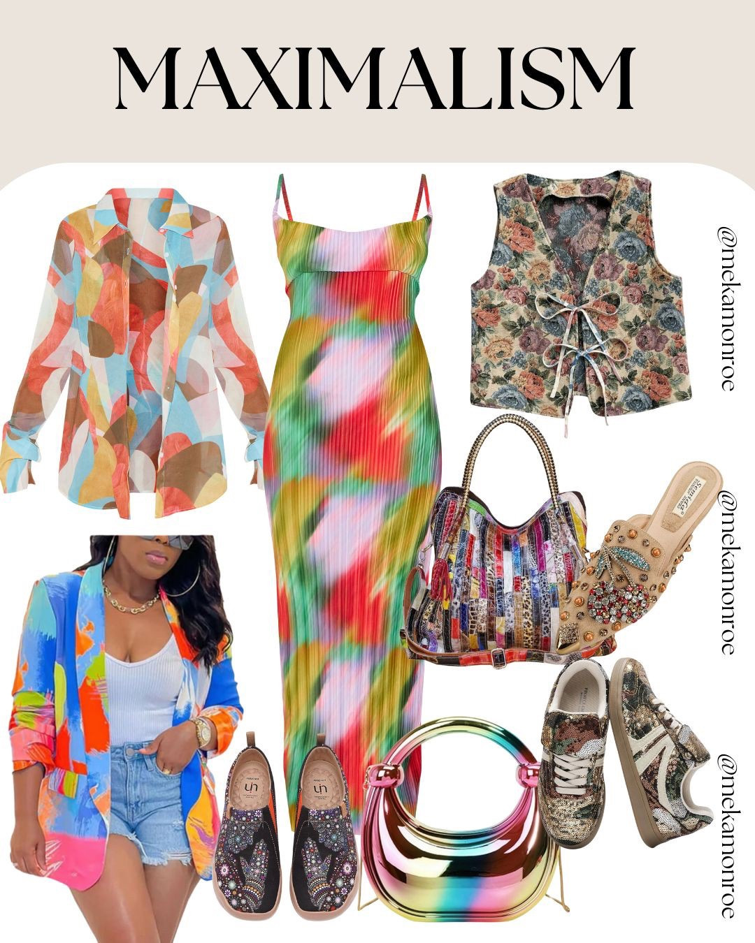 Maximalist Fashion Is the Moment—Spring 2025 Edition
We’re not playing it safe this spring. Maximalism is coming all the way through with bold prints, mixed textures, and statement everything. I pulled together some fire pieces that do all the talking—from colorful blazers to rhinestone-covered slides and bags that say “main character energy.” This edit is for when you wanna step out and be seen without explaining yourself. Loud? Yes. Worth it? Also yes.

Everything’s linked on my LTK so you can mix, match, and show out however you want.

#MaximalistStyle #SpringTrends2025 #LTKStatementLooks #MoreIsMore #BoldSpringFashion #ColorfulOutfits #MidsizeStyleMagic

#LTKPlusSize #LTKMidsize #LTKStyleTip