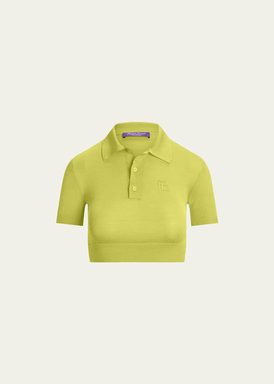 Cropped Silk Jersey Polo Sweater | Bergdorf Goodman