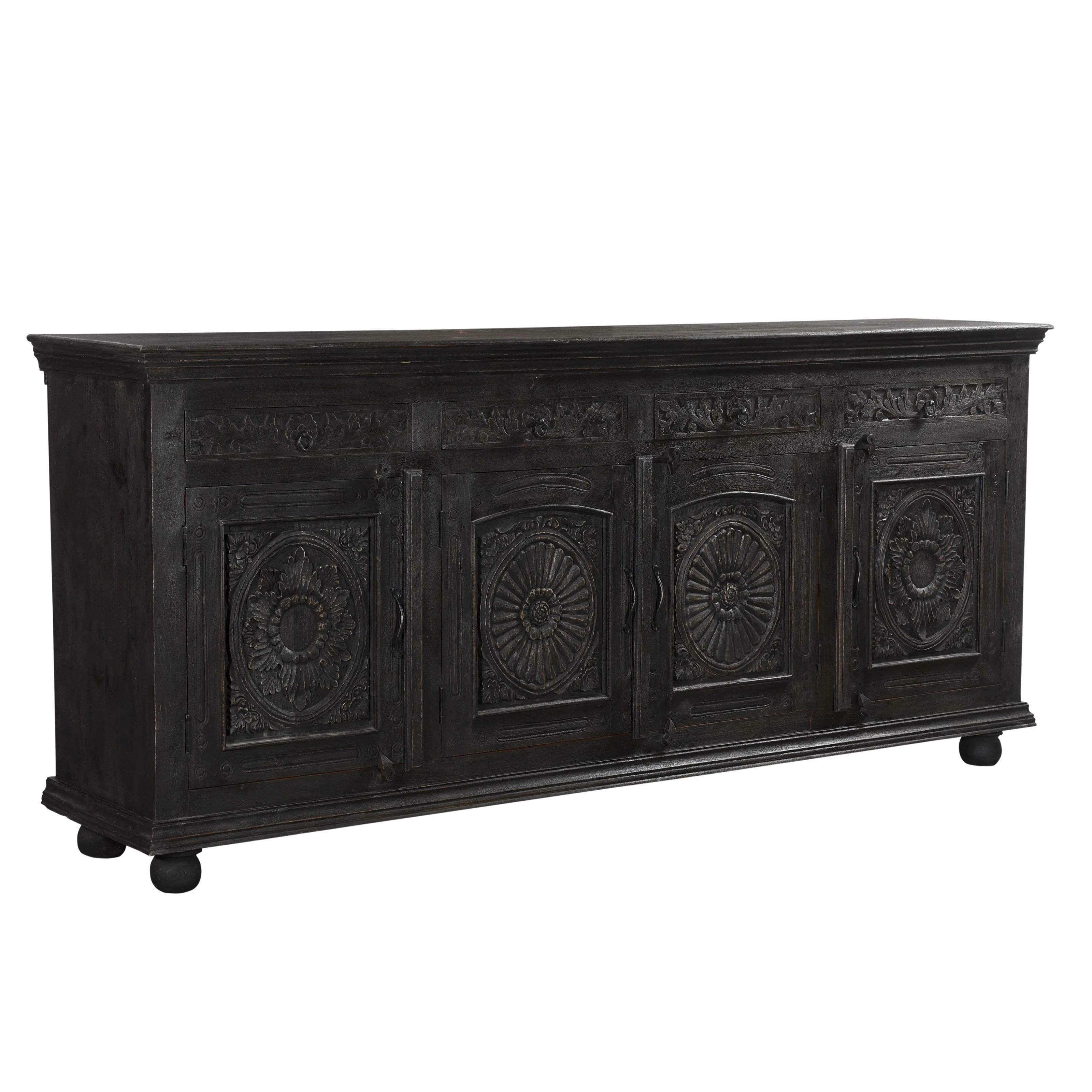 Kelly Clarkson Home Harleen 102'' Wide 4 Drawer Mango Solid Wood Sideboard & Reviews | Wayfair | Wayfair North America