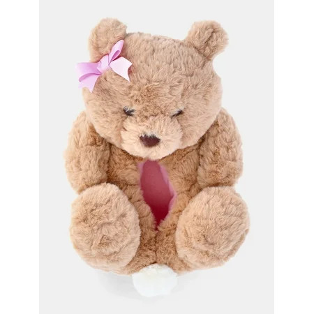 Wonder Nation Toddler Girls and Big Girls Plush Teddy Bear Slippers | Walmart (US)